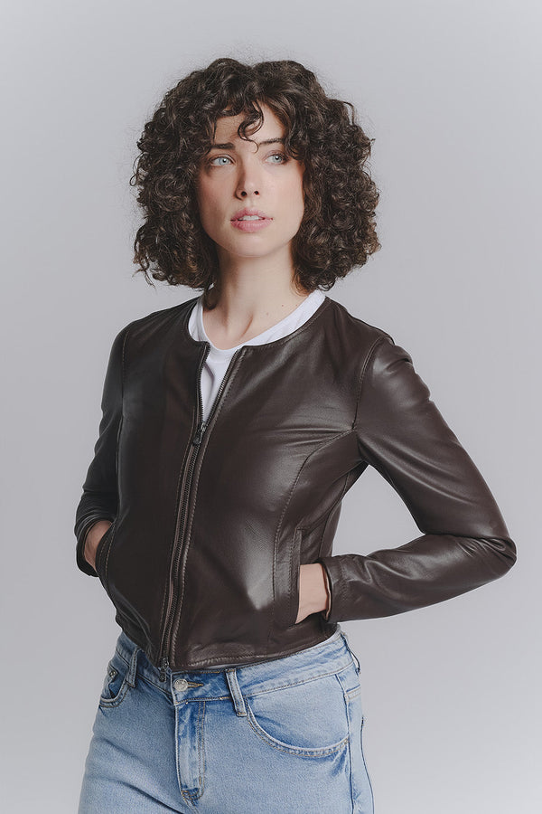 Irene Corto Collo Chanel giacca donna 100% vera pelle Made in Italy - Barone Firenze