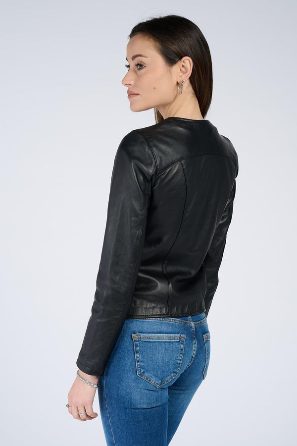 Irene Lungo Nero Giacca 100% vera pelle Made in Italy - Barone Firenze