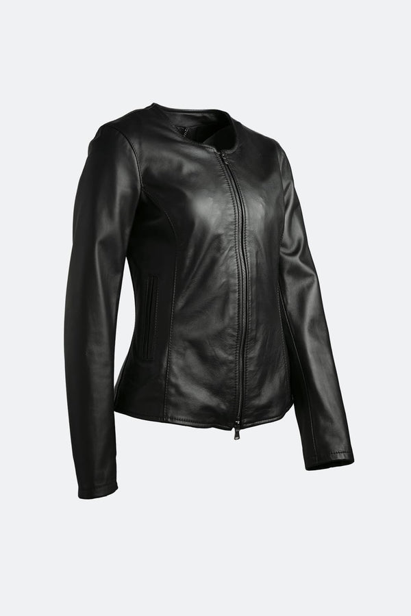 Irene Lungo Nero Giacca 100% vera pelle Made in Italy - Barone Firenze