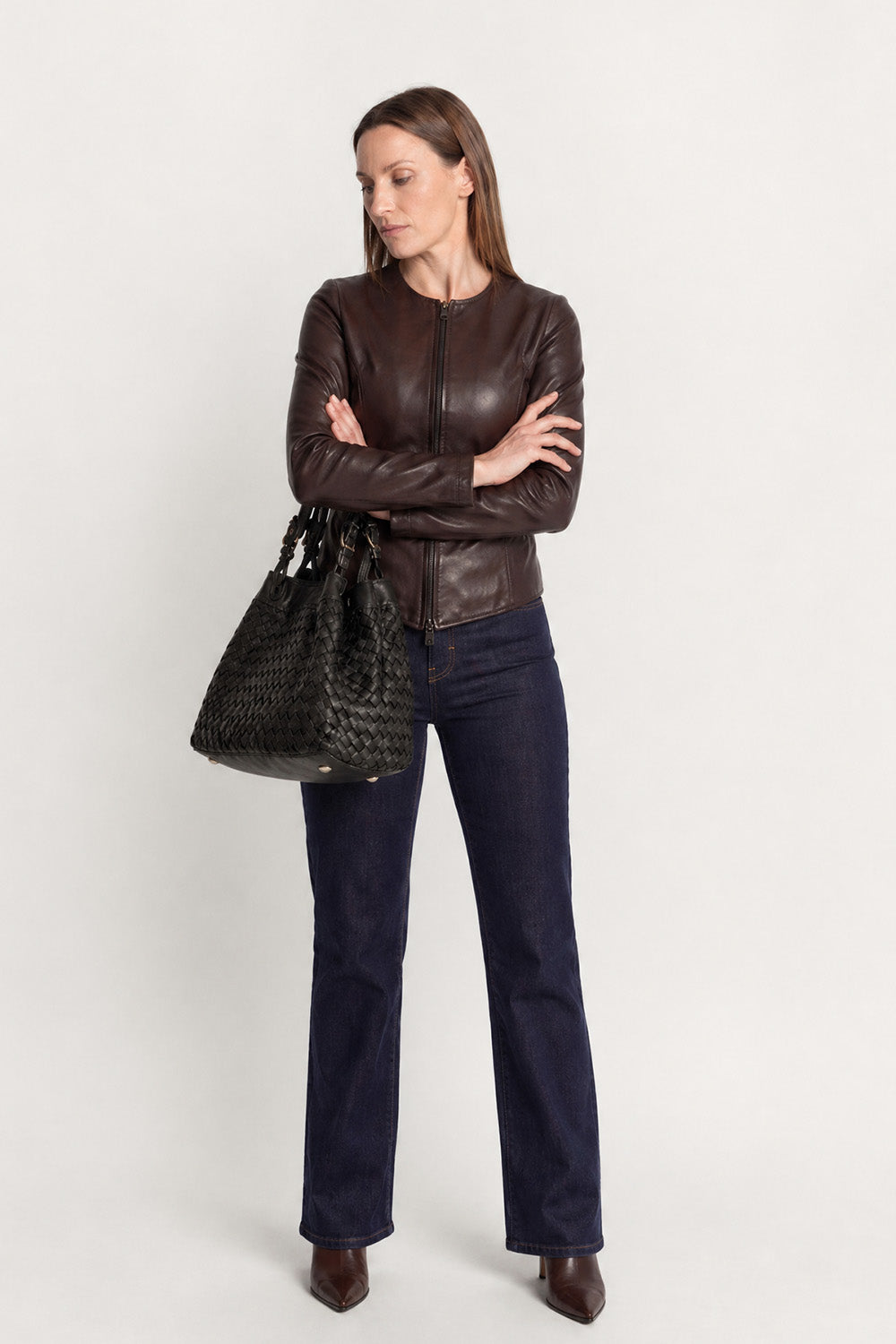 Irene Lungo Testa di Moro Giacca 100% vera pelle Made in Italy - Barone Firenze