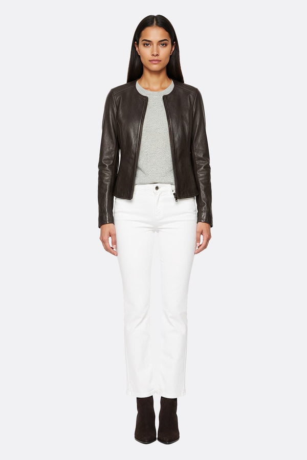 Irene Lungo Testa di Moro Giacca 100% vera pelle Made in Italy - Barone Firenze