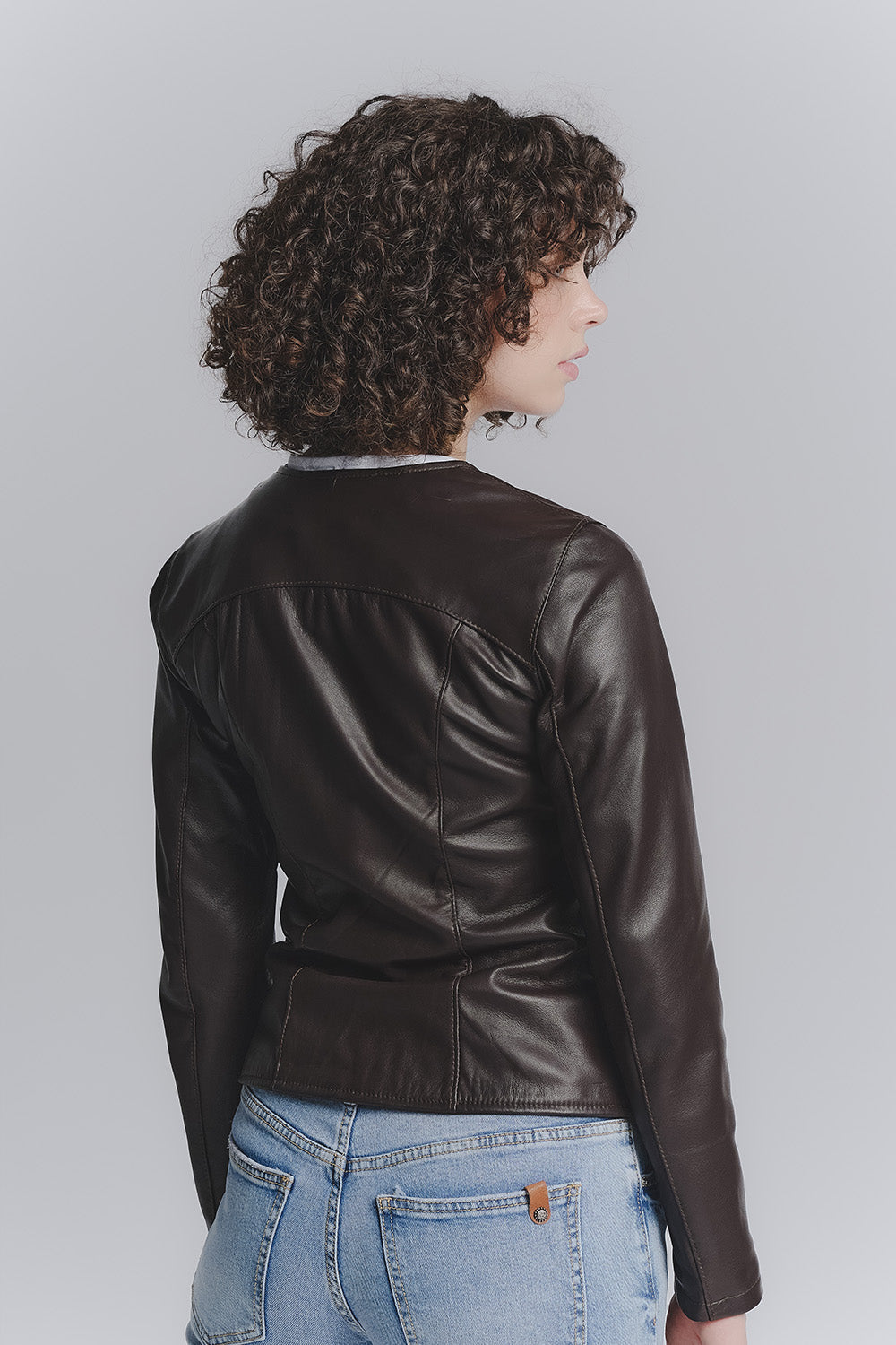 Irene Lungo Testa di Moro Giacca 100% vera pelle Made in Italy - Barone Firenze