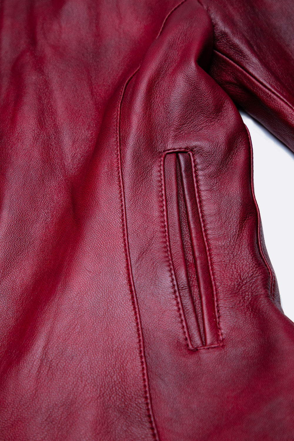 Irene Lungo Rosso Fiorentino giacca 100% vera pelle Made in Italy - Barone Firenze