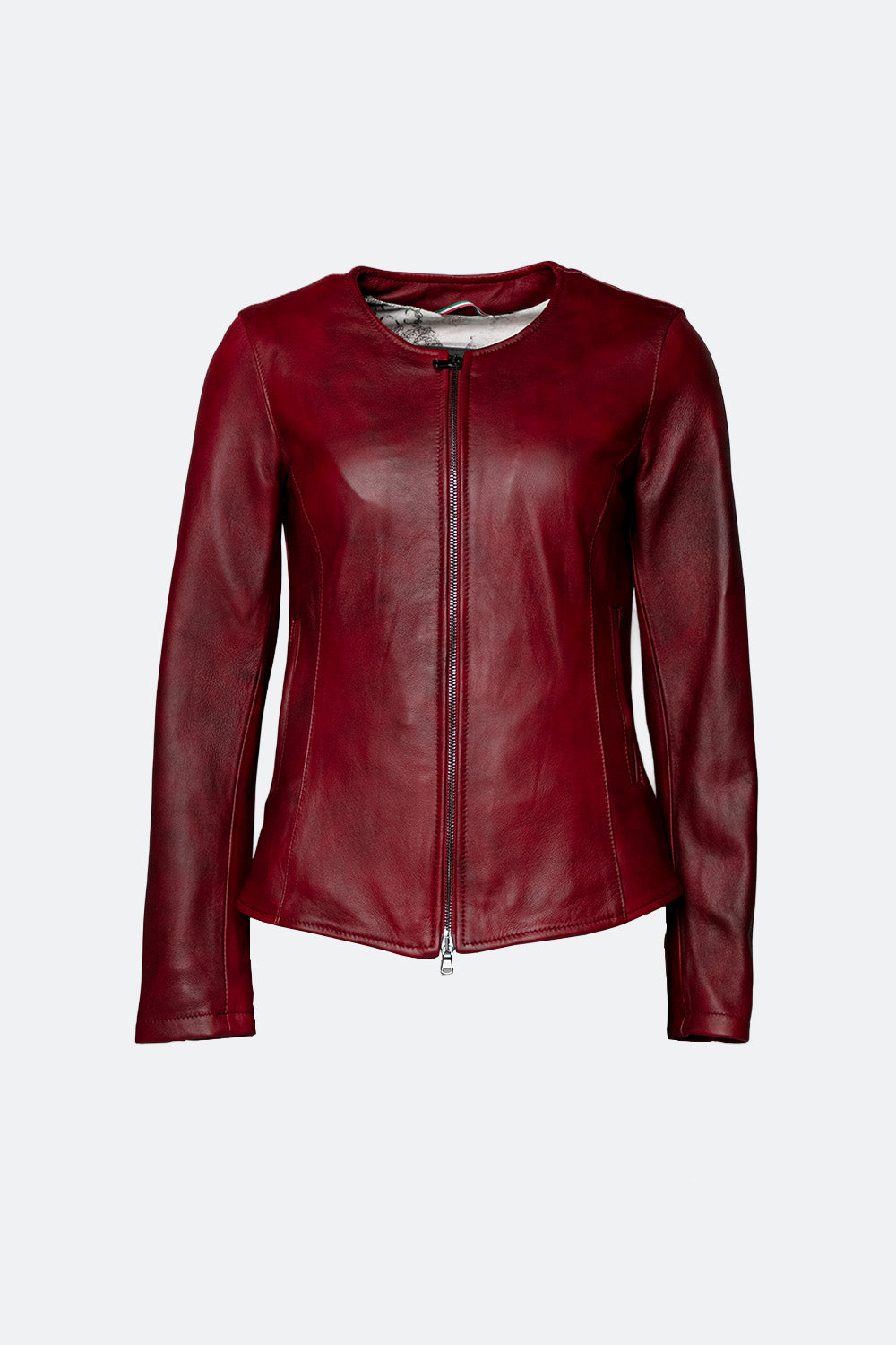 Irene Lungo Rosso Fiorentino giacca 100% vera pelle Made in Italy - Barone Firenze