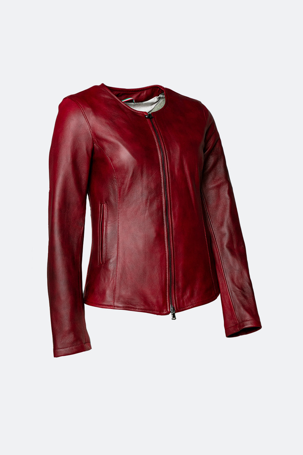 Irene Lungo Rosso Fiorentino giacca 100% vera pelle Made in Italy - Barone Firenze