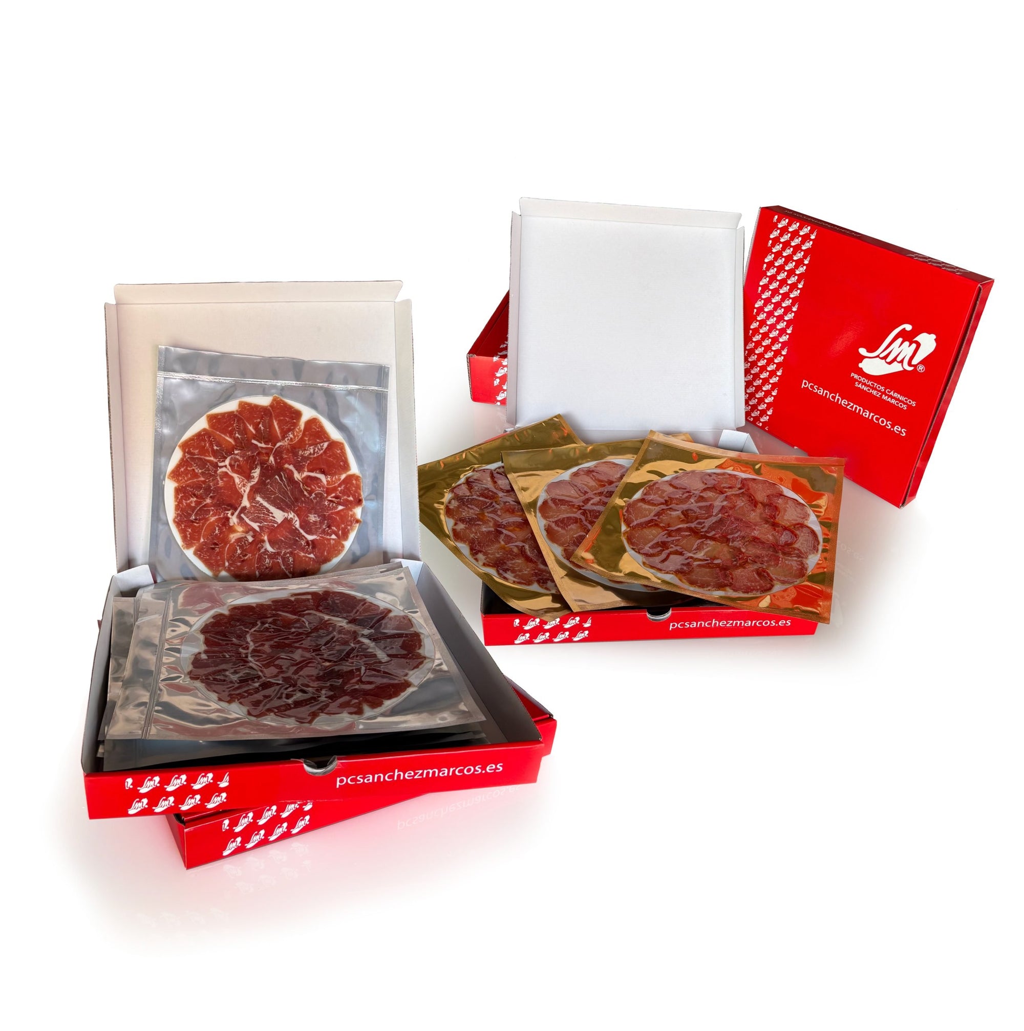 10 Sobres de Jamón de Cebo Ibérico 50% raza ibérica+ 6 Sobres de Lomo de Bellota Ibérico 50% raza ibérica