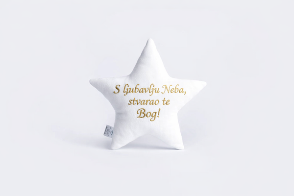 Cotton Velvet Decorative Star Cushion - Created by God with Love from Heaven
