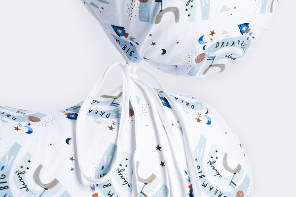Nursing and Sleeping Pillow 170 cm with Cotton Cover - Rocket and Rainbow