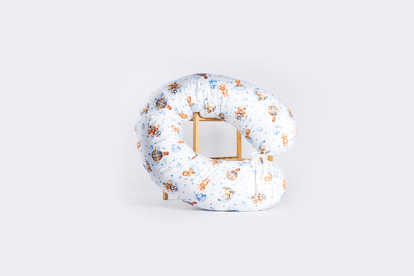 Nursing and Sleeping Pillow 170 cm with Cotton Cover - Sleepy Bear - Blue
