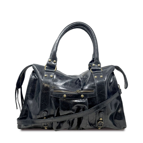Large Handbag in Spatulated Leather with Studs - K073