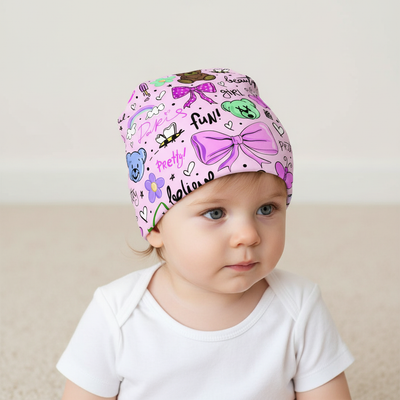 Two-Layer Hat - Lilac Bows