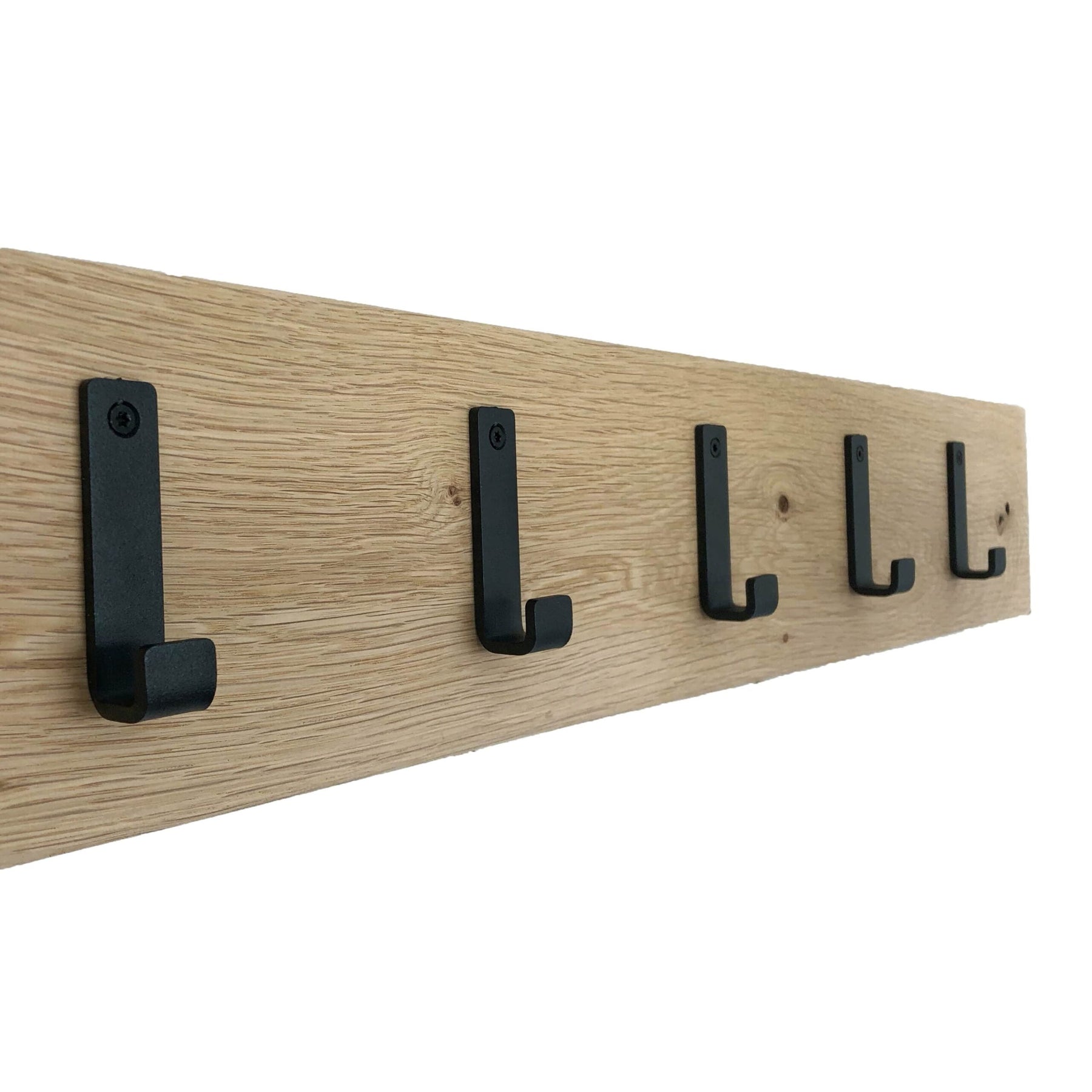 The industrial hooks with oak shelf