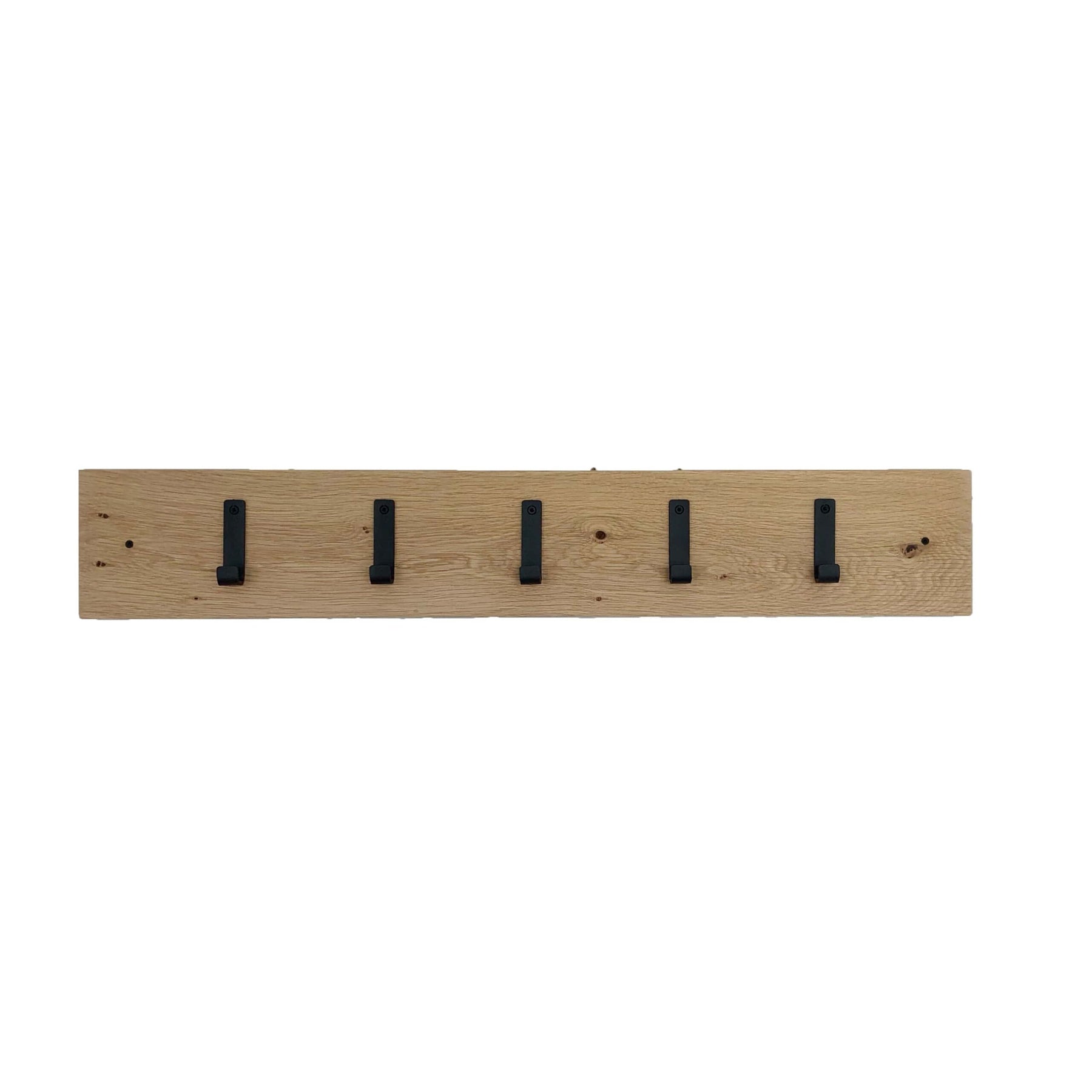 The industrial hooks with oak shelf