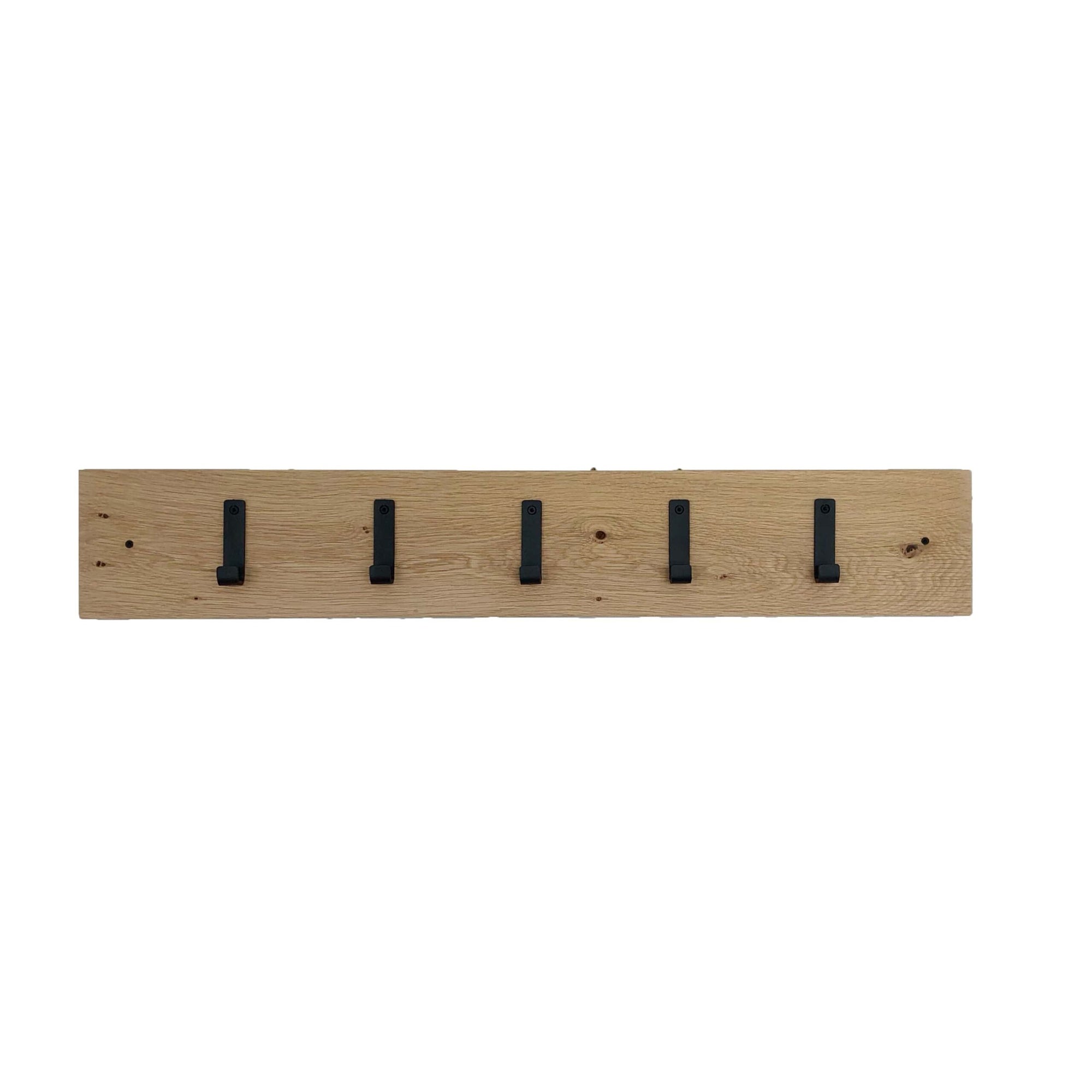 The industrial hooks with oak shelf
