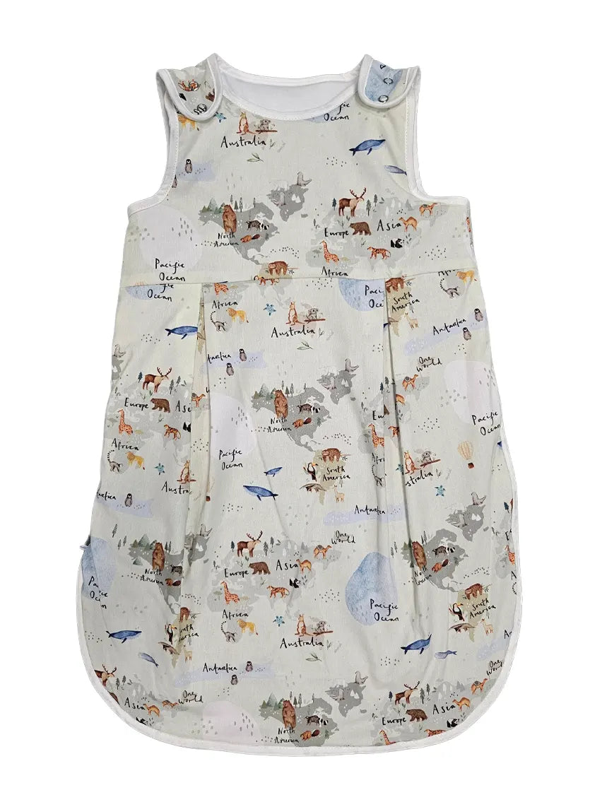 Cotton Classic Sleeping Bag with Filling - Map of the World