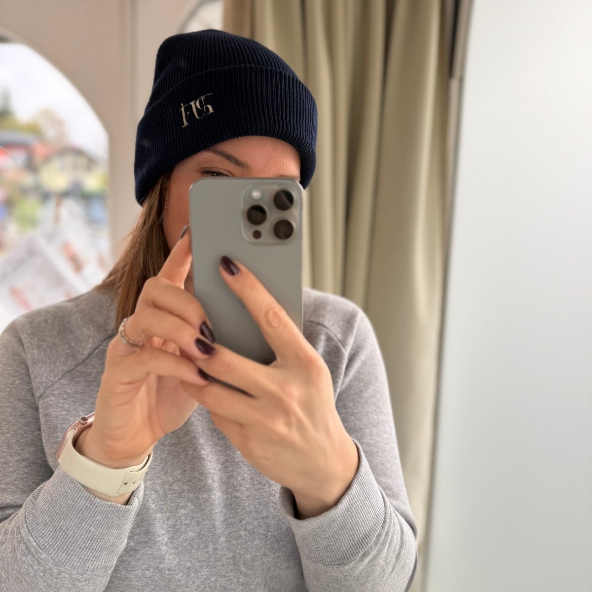 Knitted organic beanie - Oxford navy - PUFFI