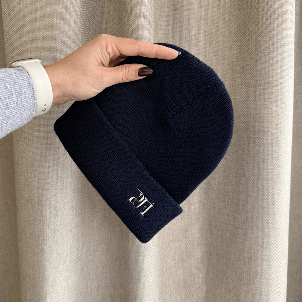 Knitted organic beanie - Oxford navy - PUFFI