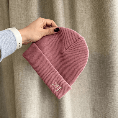 Knitted organic beanie - Rose - PUFFI
