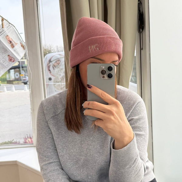 Knitted organic beanie - Rose - PUFFI