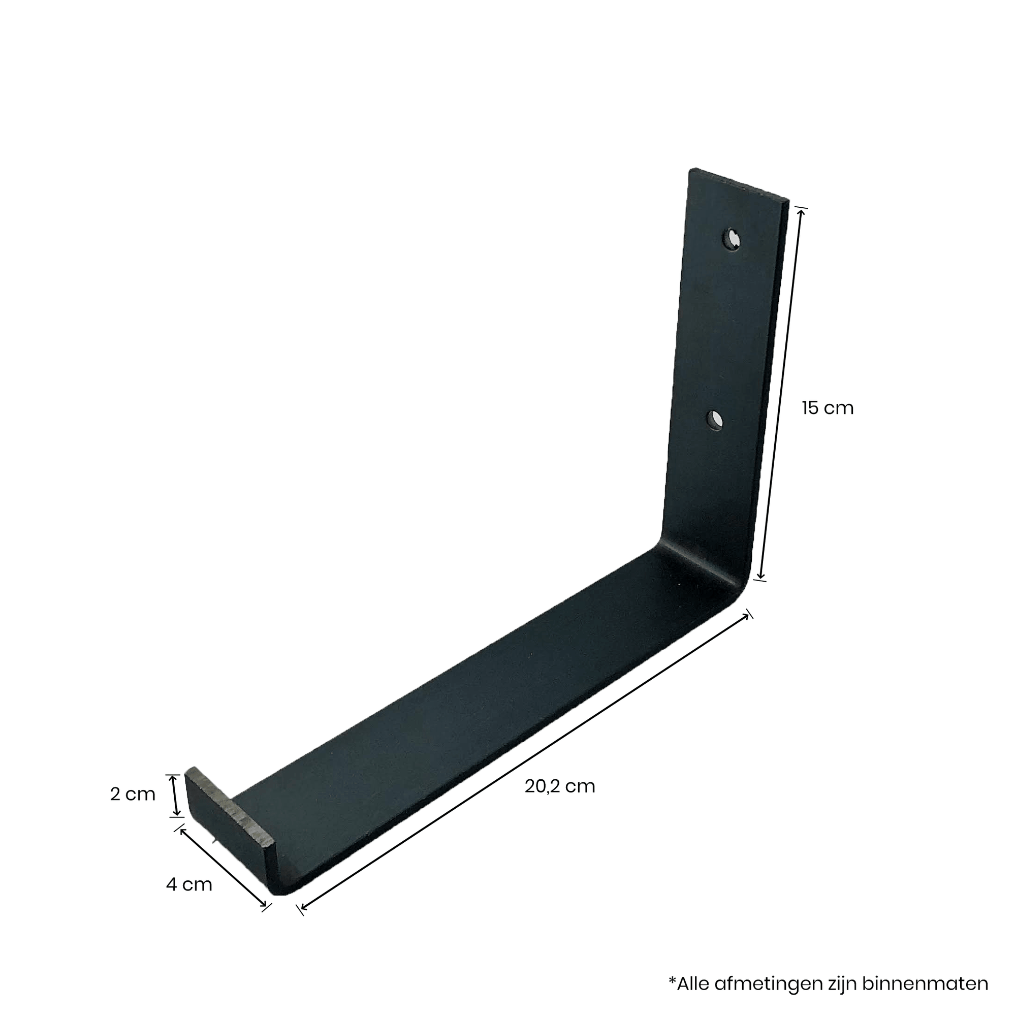 De Industriële Plankdragers L-vorm UP Mat Zwart – 20 cm