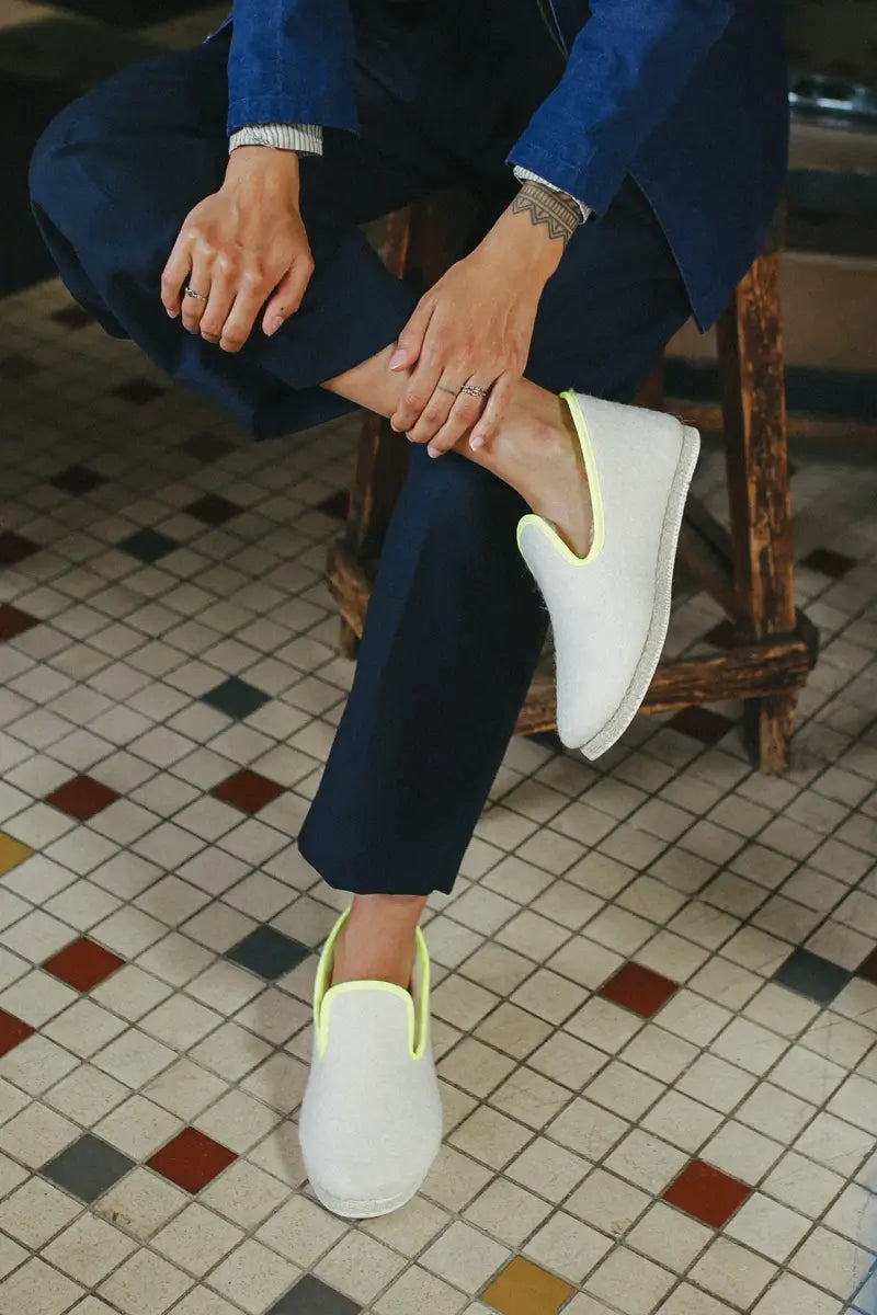 Chausson Laine Jaune Fluo