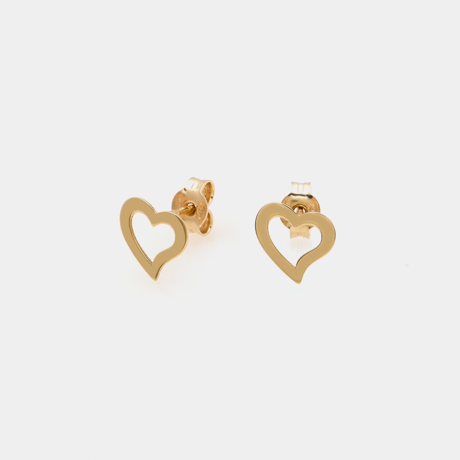Gold-plated silver stud earrings with twisted heart design