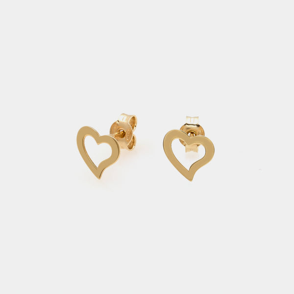Pendientes de plata chapados en oro con diseño de corazón retorcido