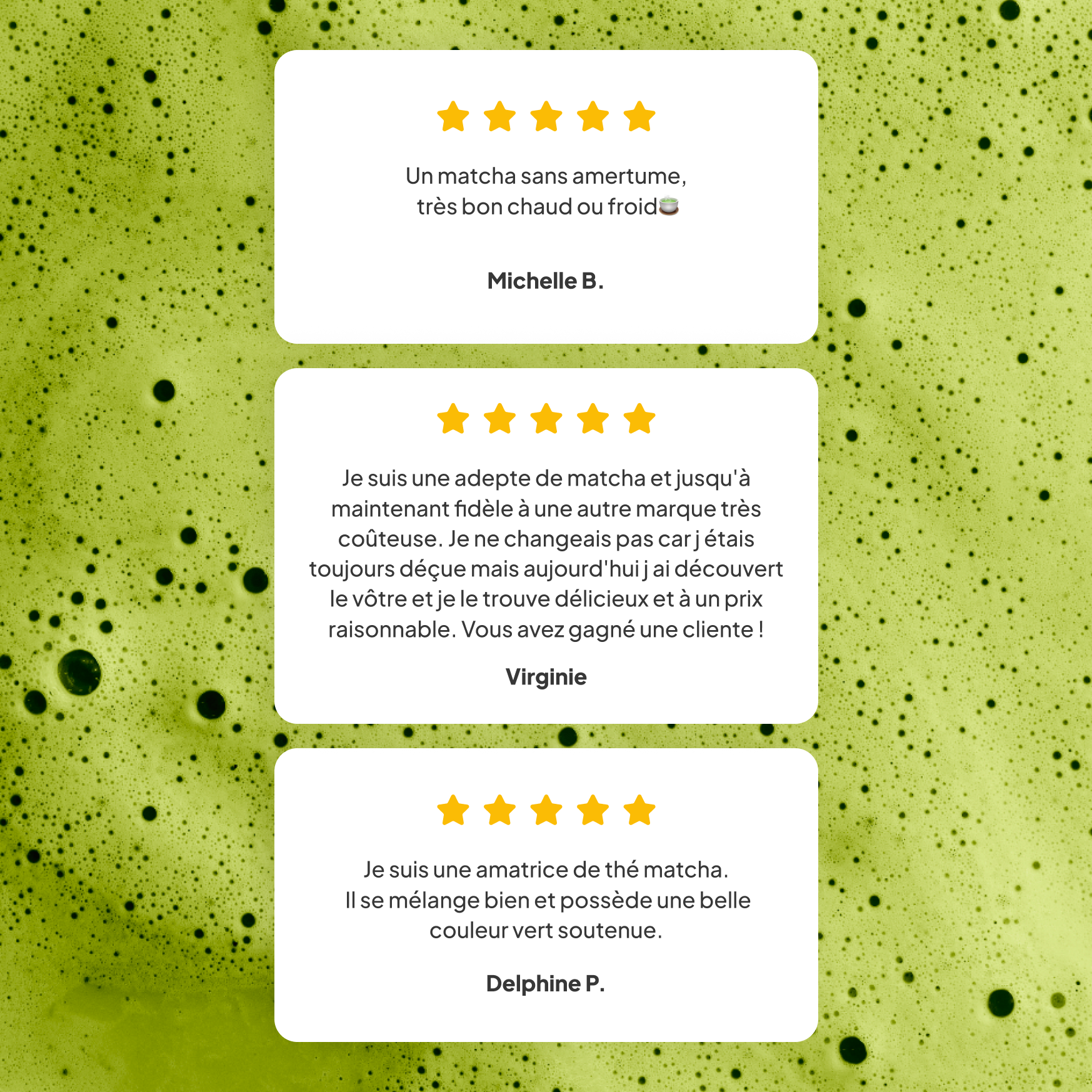 3 avis 5 étoiles sur le matcha cérémonie de nümorning