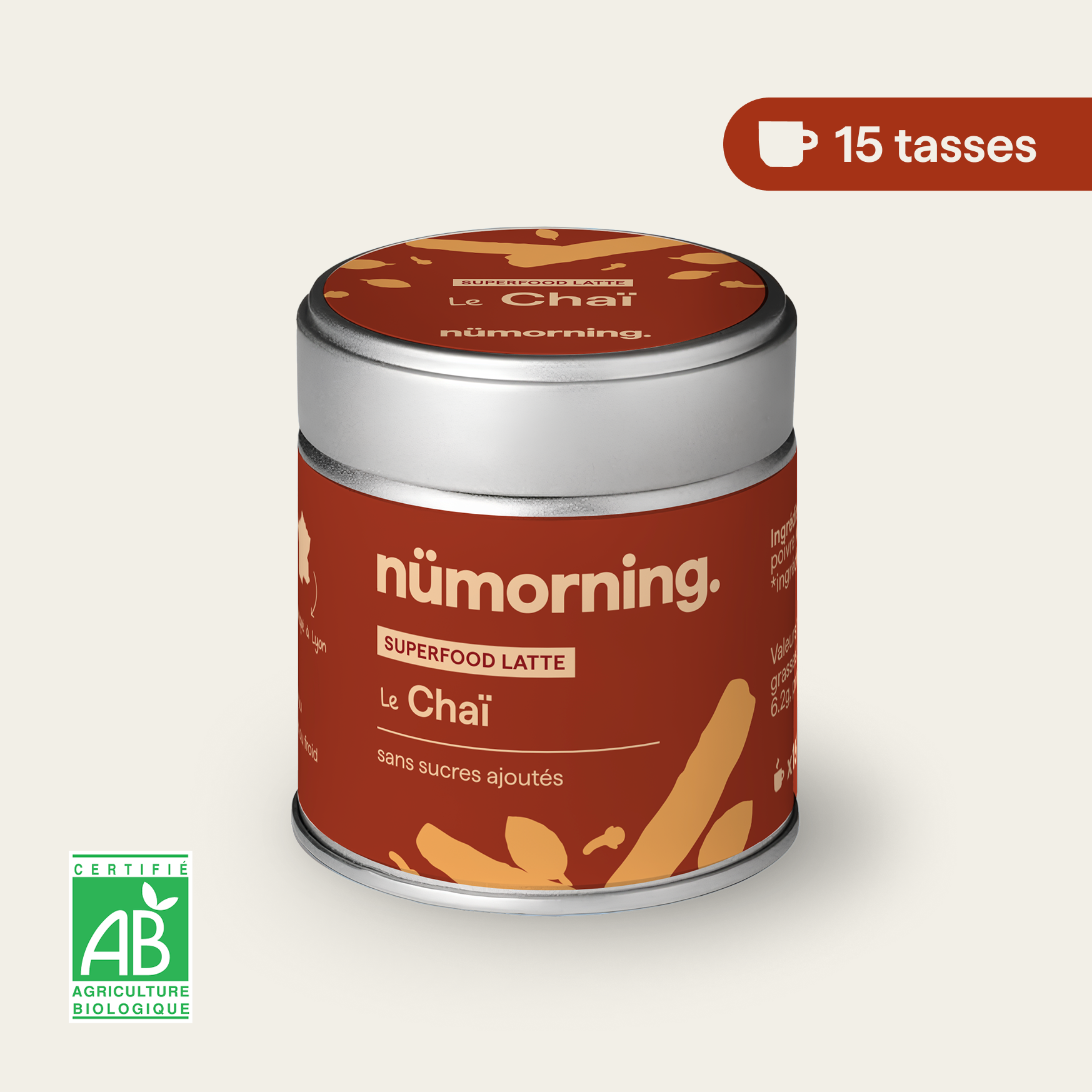 Boîte d'épices chaï bio Le Chaï nümorning, en format 15 tasses