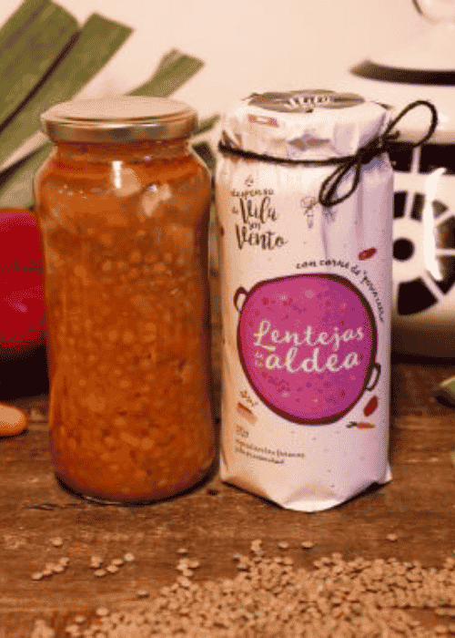 Lentejas de la aldea con Porco Celta en tarro de cristal de 575 g