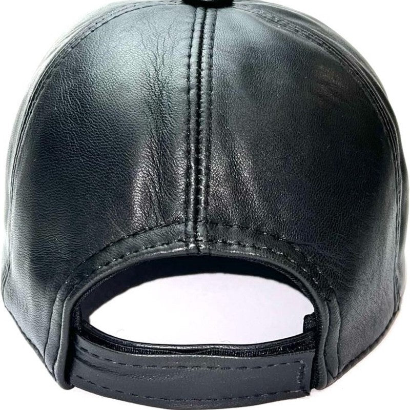 Leather cap black unisex