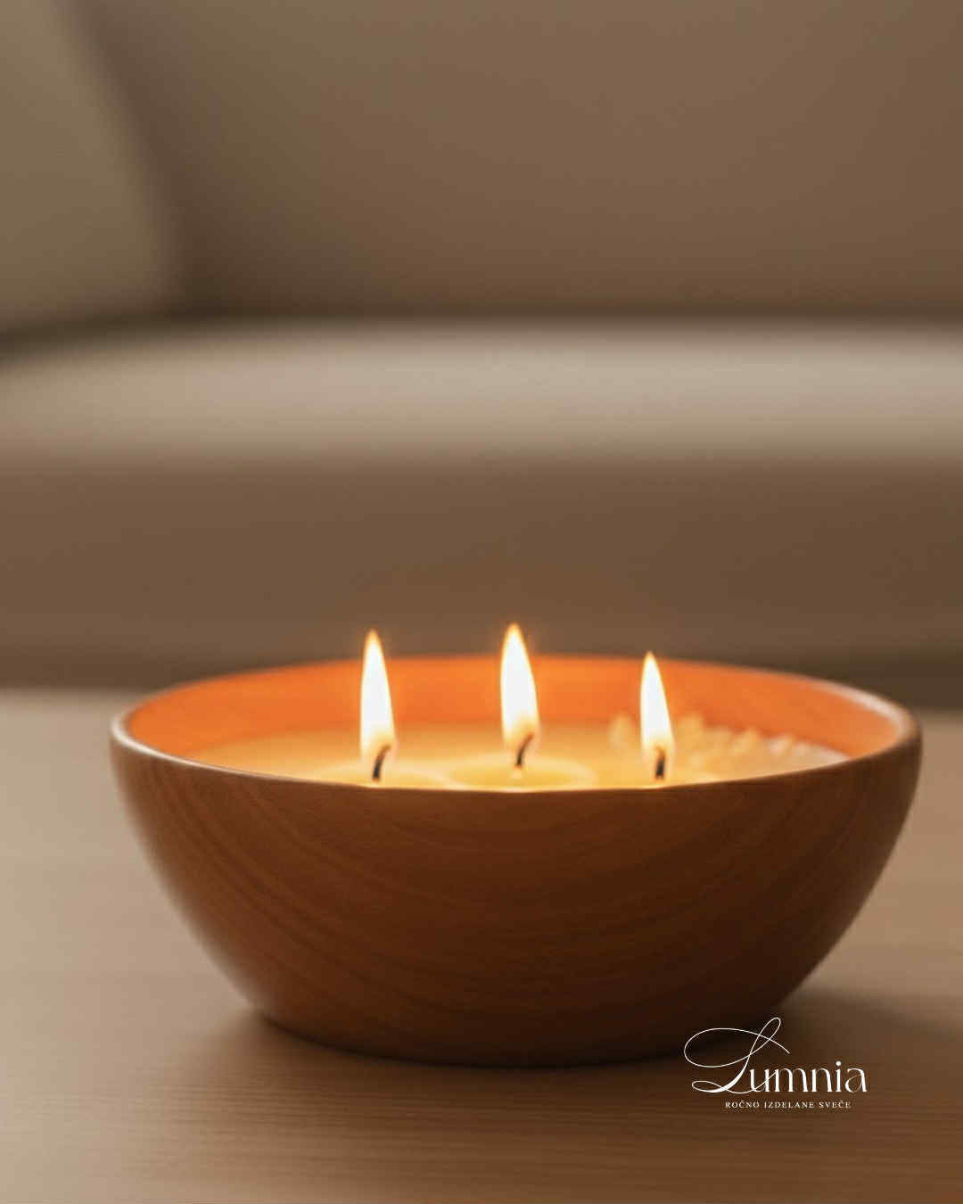 Candle in Wooden Container
