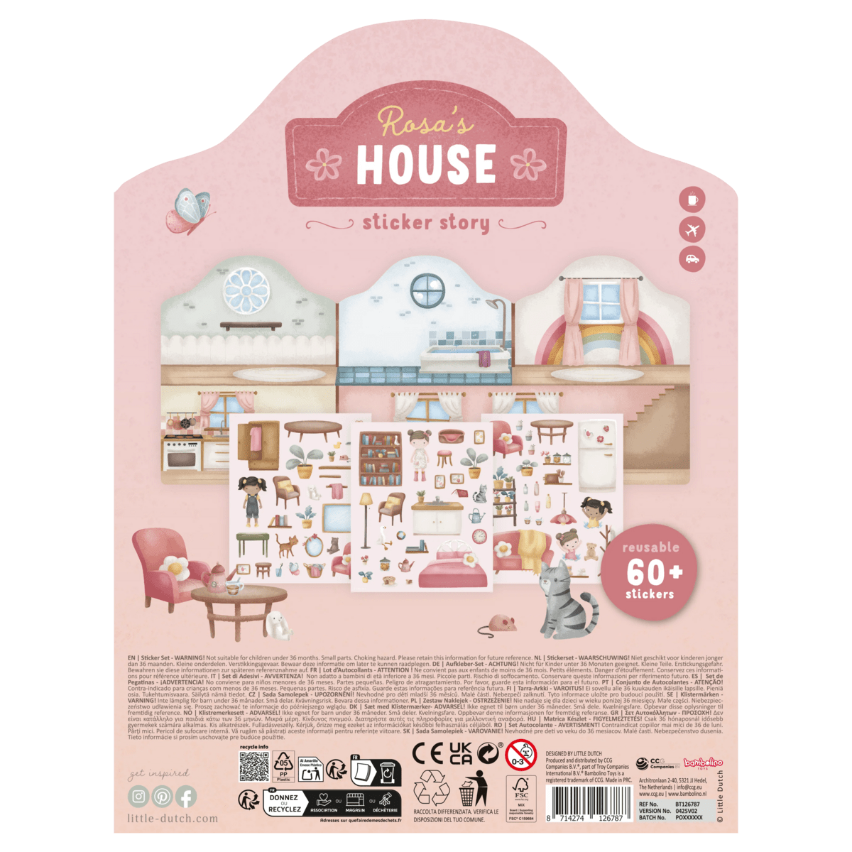 Little Dutch® Knjižica z nalepkami za večkratno uporabo Rosa & Friends - PUFFI