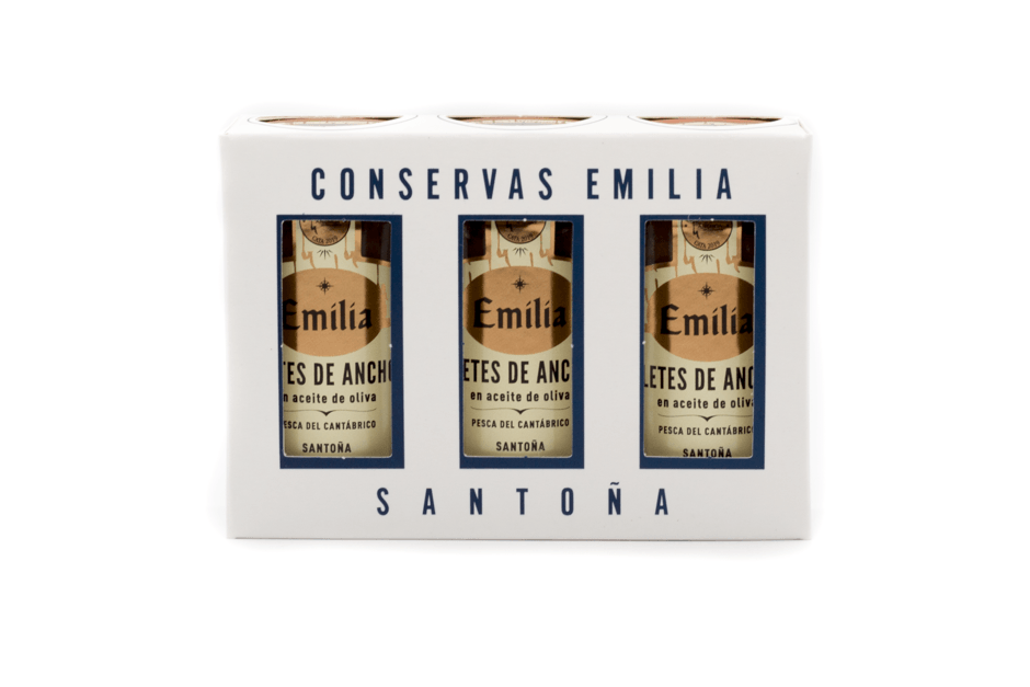 Lot of 3 jars 100g. Anchovy Fillets in Olive Oil Series Gold - Fish from the Cantabrian Sea