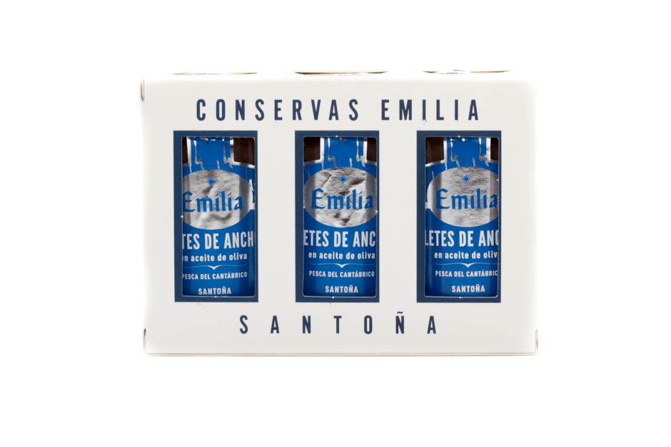 Lote de 3 tarros de 100 g. Filetes de anchoa en aceite de oliva Serie Plata - Pescado del Mar Cantábrico