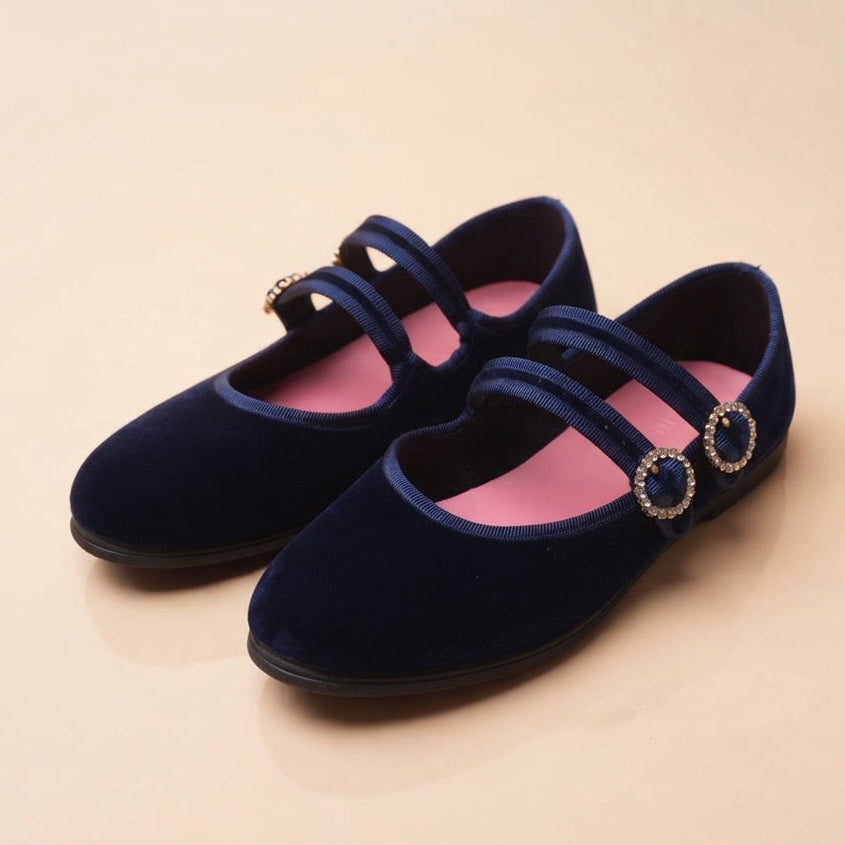 mary jane doppio cinturino blu con plantare interno