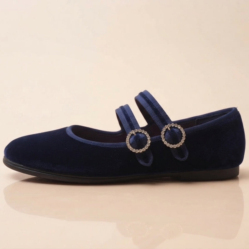 mary jane doppio cinturino blu con plantare interno