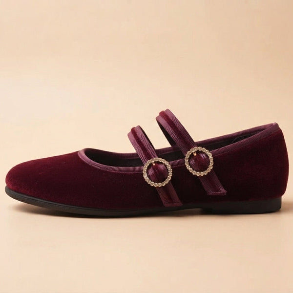 mary jane doppio cinturino bordeaux con plantare interno