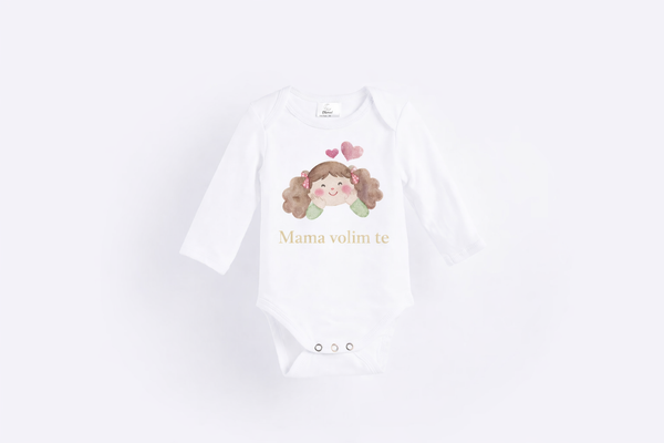 Long Sleeve Bodysuit - Organic Cotton - Mama, I Love You - Girl