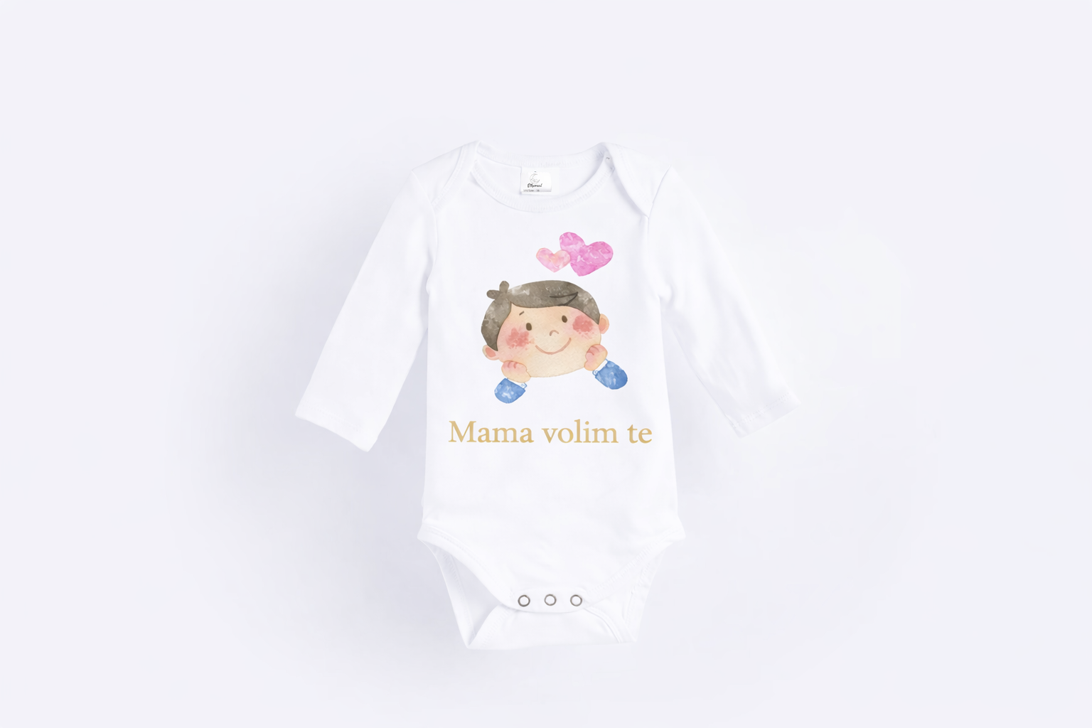 Long Sleeve Bodysuit - Organic Cotton - Mom, I Love You - Boy