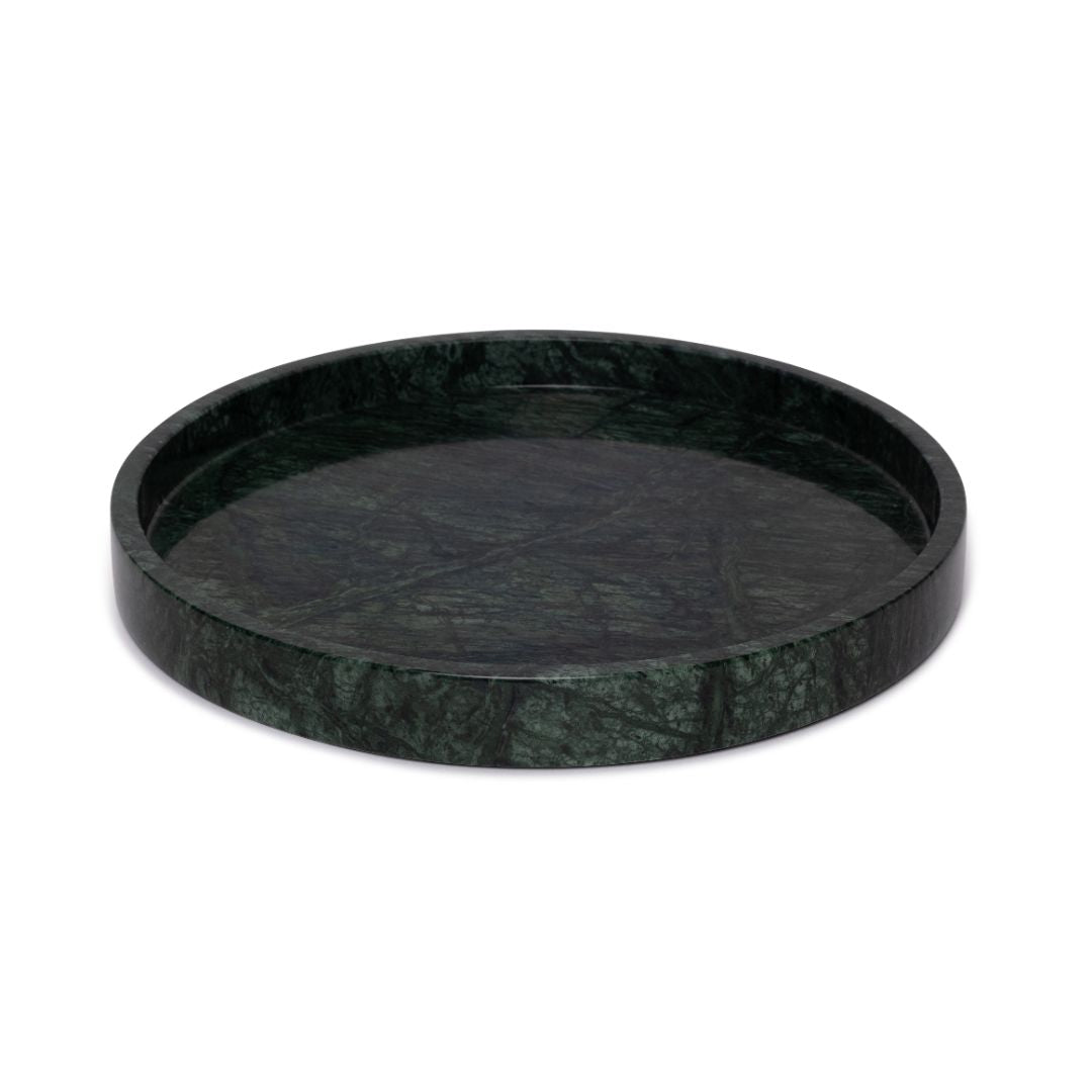 Round marble tray with edge Ø30cm green