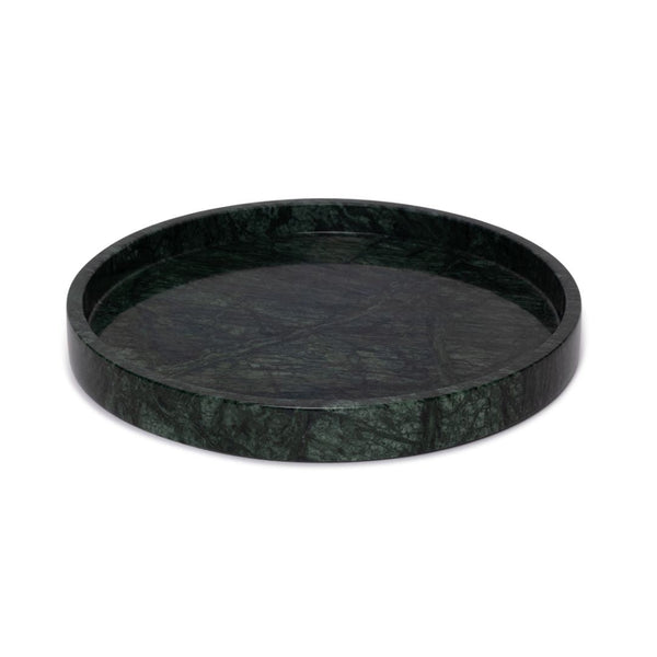 Round marble tray with edge Ø30cm green
