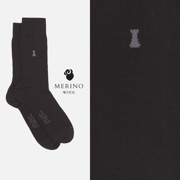 Box of 12 Pairs of Short Merino Wool Socks - Solid Color & Micro Rib