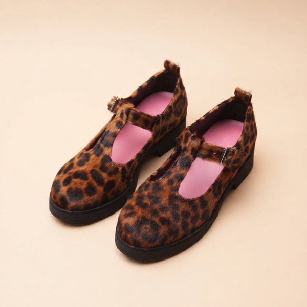 Flaminia Mary Jane T-Bar Leopard Print