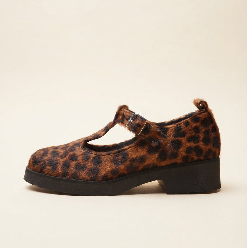 Flaminia Mary Jane T-Bar Leopard Print