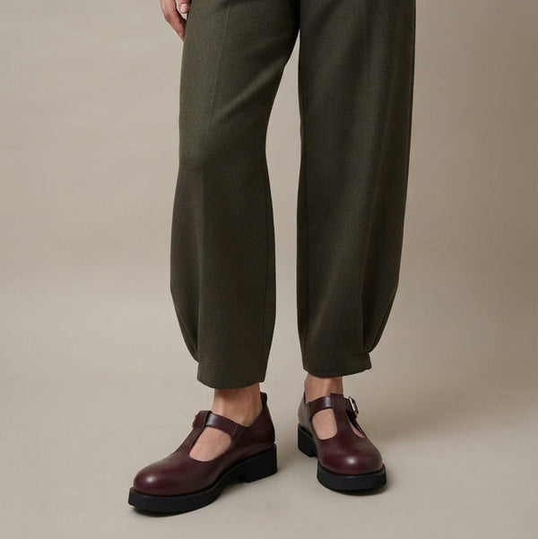 Flaminia Mary Jane T-Bar Calf Bordeaux