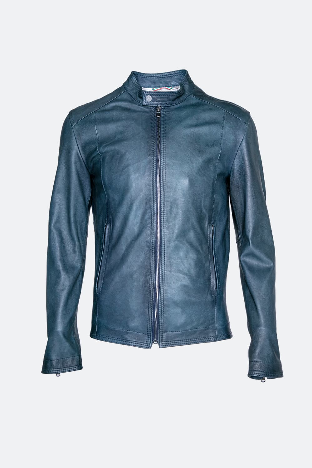 Giacca Massi Vintage Blu 100% vera pelle Made in Italy - Barone Firenze
