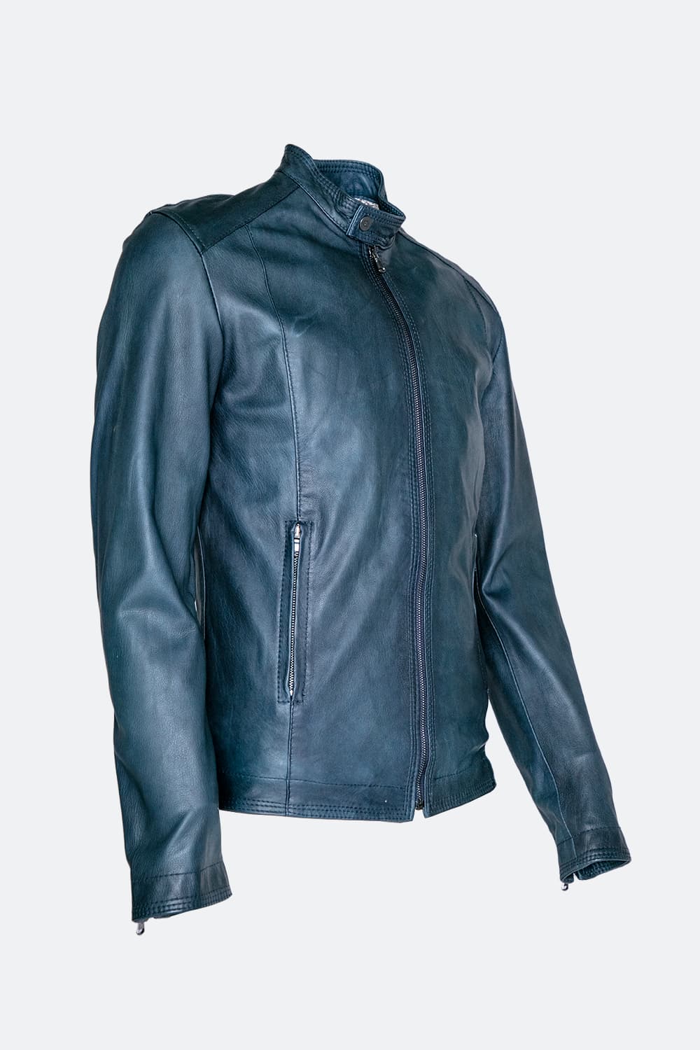 Giacca Massi Vintage Blu 100% vera pelle Made in Italy - Barone Firenze