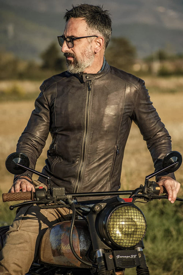 Massi Vintage Grigio giacca uomo 100% vera pelle Made in Italy - Barone Firenze