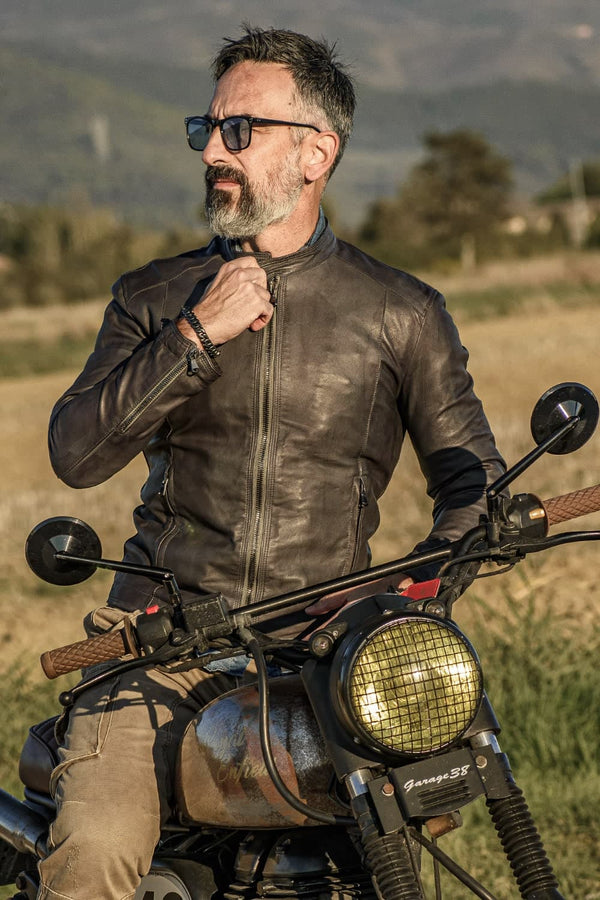 Massi Vintage Grigio giacca uomo 100% vera pelle Made in Italy - Barone Firenze